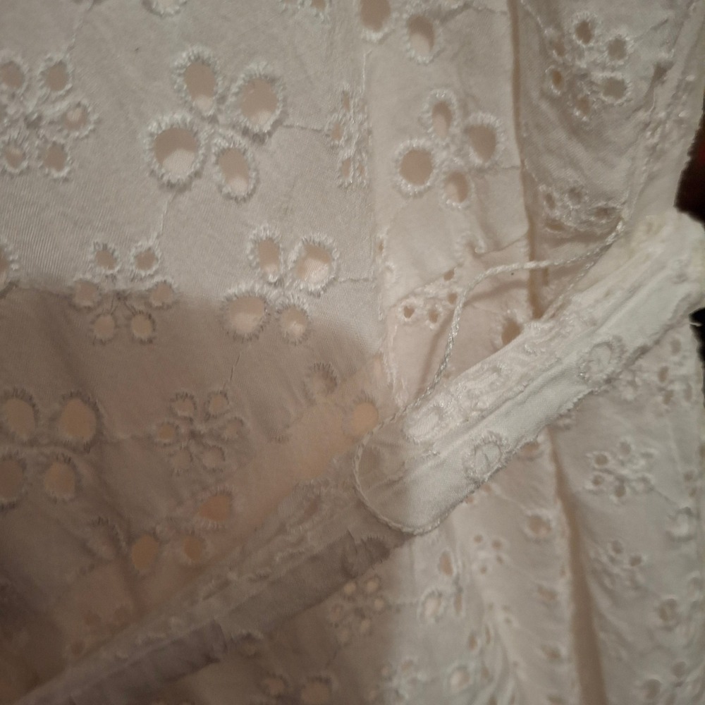 PRESTON & YORK‎ White Eyelet Lace Midi Dress Belted Flutter Sleeve Size 18 - Picture 5 of 7
